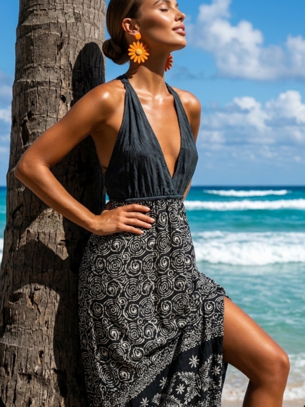 New Summer Maxi Dress Indigo Blue | Resort wear | Deep V Sleeveless Dress NWOT S